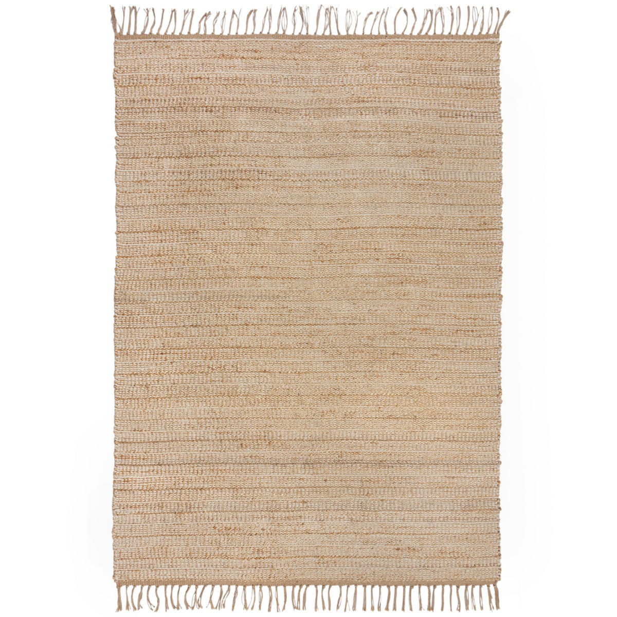 TEPPICH Jute Fransen-Design, handgewebt, beige CONWY, Beige 160x230 cm - Beige, Textil (160/230cm) - KADIMA DESIGN