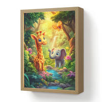 NACHTTISCHLAMPE MIT AKKU Giraffe - Elefant - Blumen - Dschungel 30x40 cm - Grün, Holzwerkstoff (8/30/40cm) - OnlyWow