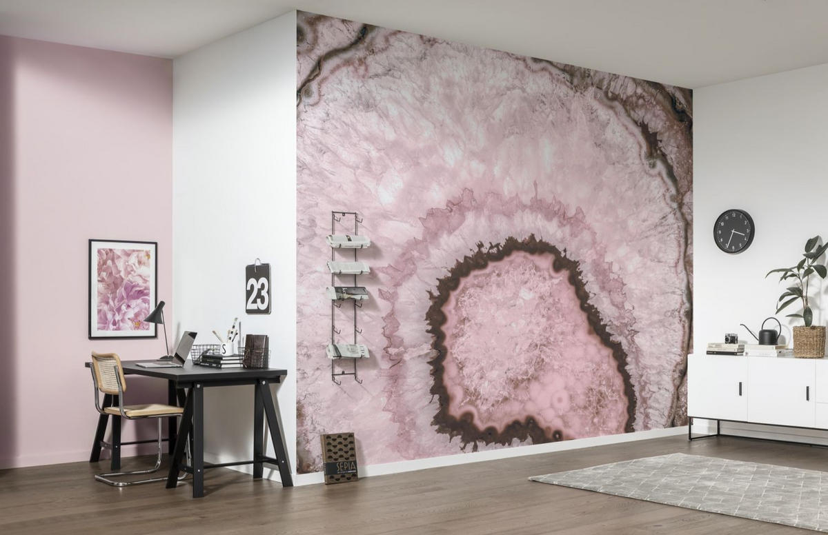 FOTOTAPETE Marmor-Optik 300 x 280 cm - Pink, Papier (300/280cm) - Sanders & Sanders