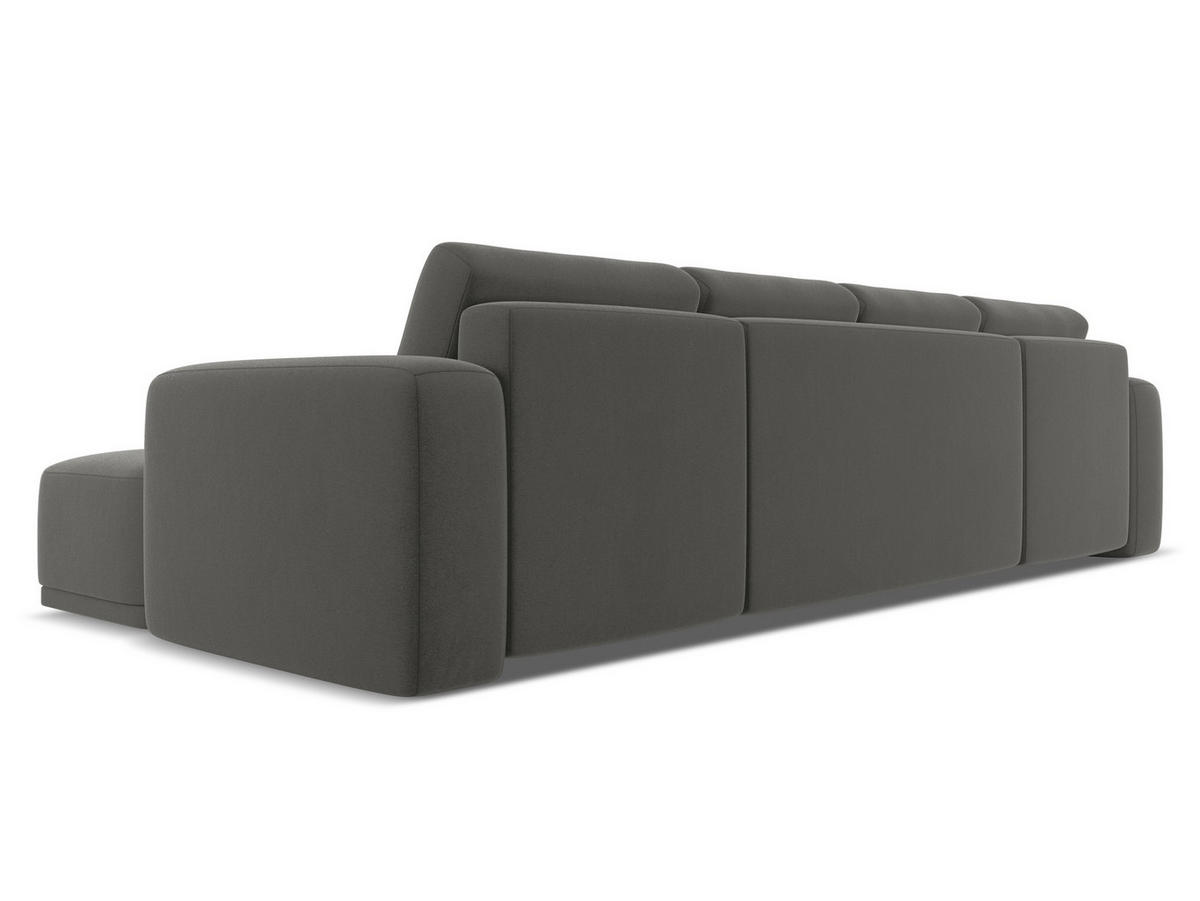 WOHNLANDSCHAFT Samt Stoff Grau - Dunkelgrau/Schwarz, Kunststoff/Textil (333/91/160cm) - Makamii