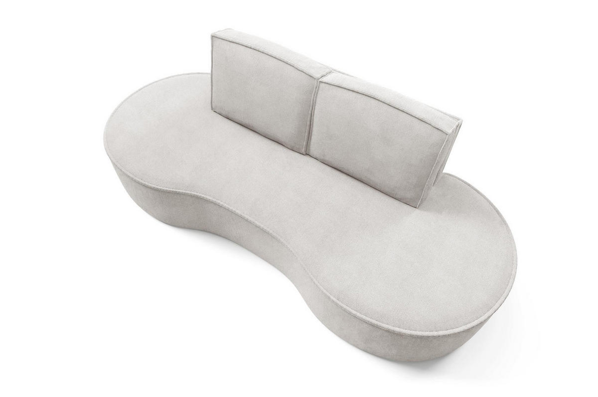 SOFA Flow Weiß, mit Kissen in Curio Stoff - Weiß, Holzwerkstoff (234/88/101cm) - Bettso