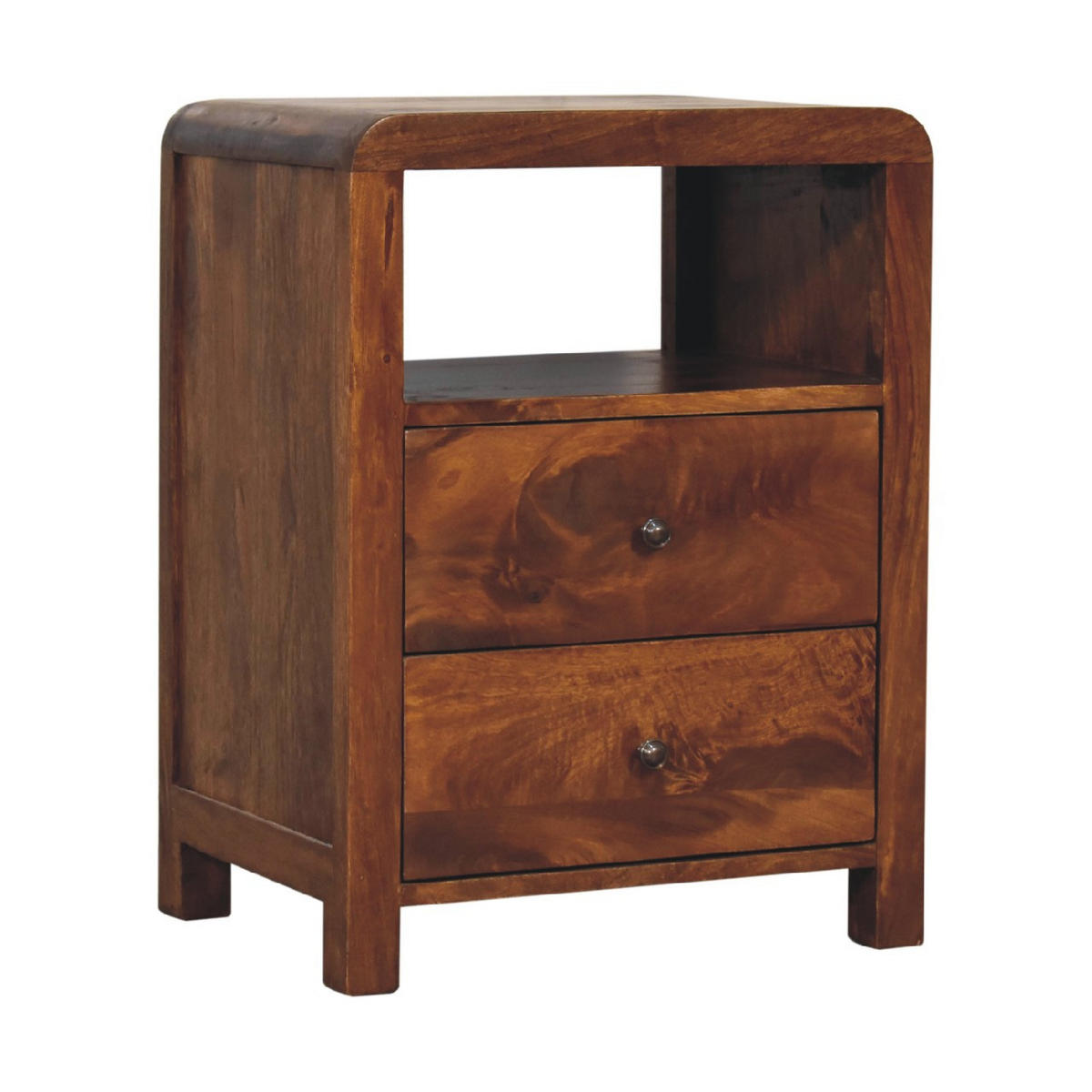 NACHTTISCH Aspen mit 2 Schubladen, Braun - Messingfarben/Braun, Mangoholz/Holz (35/60/45cm) - Artisan Furniture