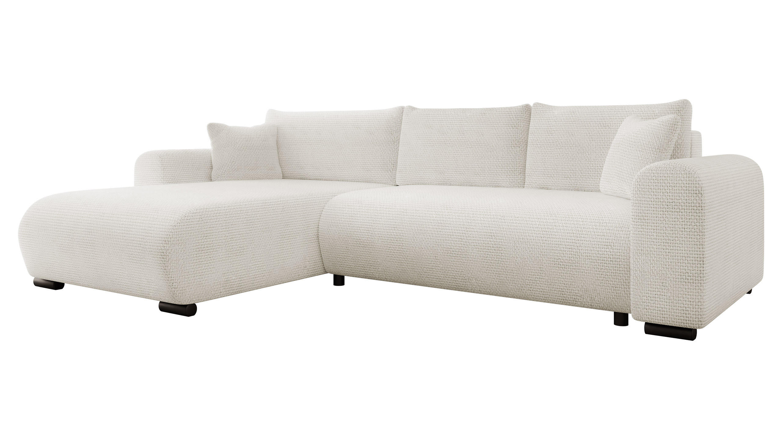 ECKSOFA Merkos - Creme/Schwarz, Holz/Textil (285/188cm) - MIRJAN24