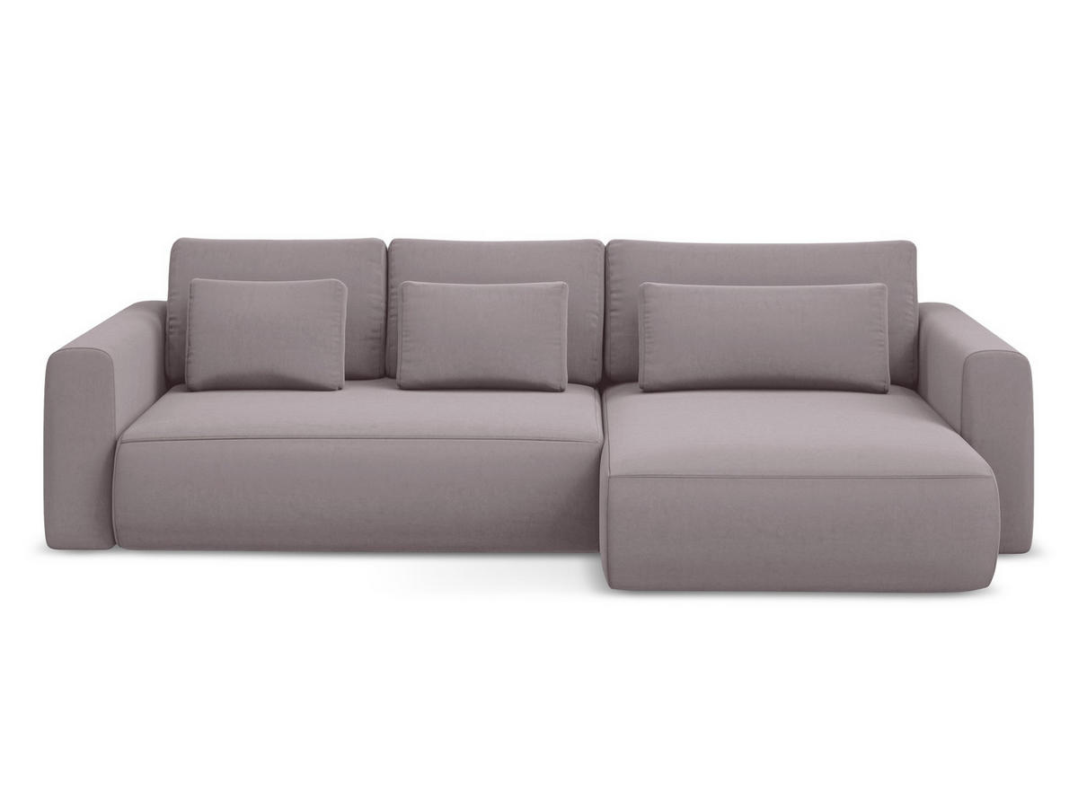 ECKSOFA mit Schlaffunktion Samt Stoff Violett - Lila/Flieder, Kunststoff/Textil (278/149cm) - Makamii