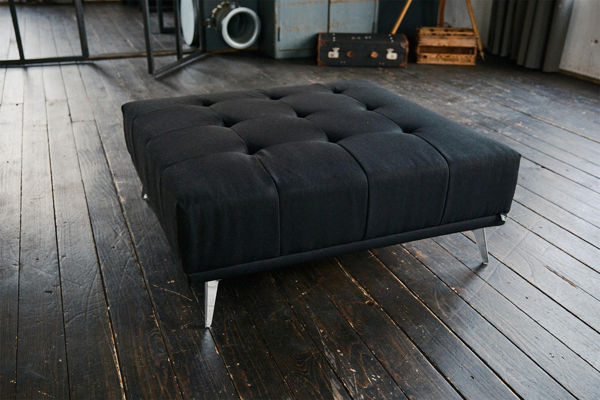 HOCKER WIOLO Schwarz Webstoff - Silberfarben/Schwarz, Textil (110/42/110cm) - KAWOLA