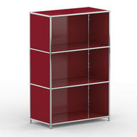 AKTENSCHRANK Büro, 3 offene Fächer, Breite 77 cm, Rubinrot - Chromfarben/Rot, Metall (40/118/77.2cm) - Versee