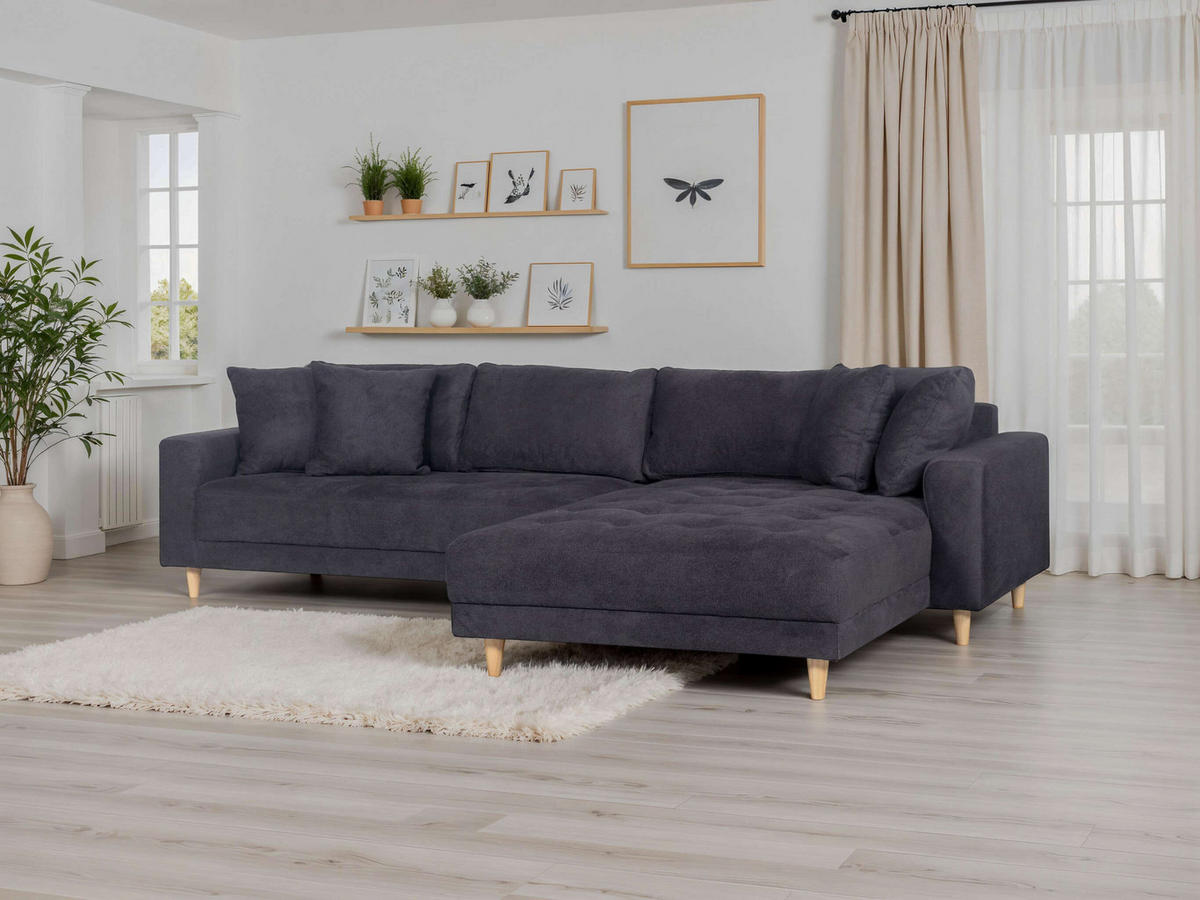 ECKSOFA Gorino - Hellbraun/Dunkelgrau, Holz/Textil (283/176cm) - Mr. Deko
