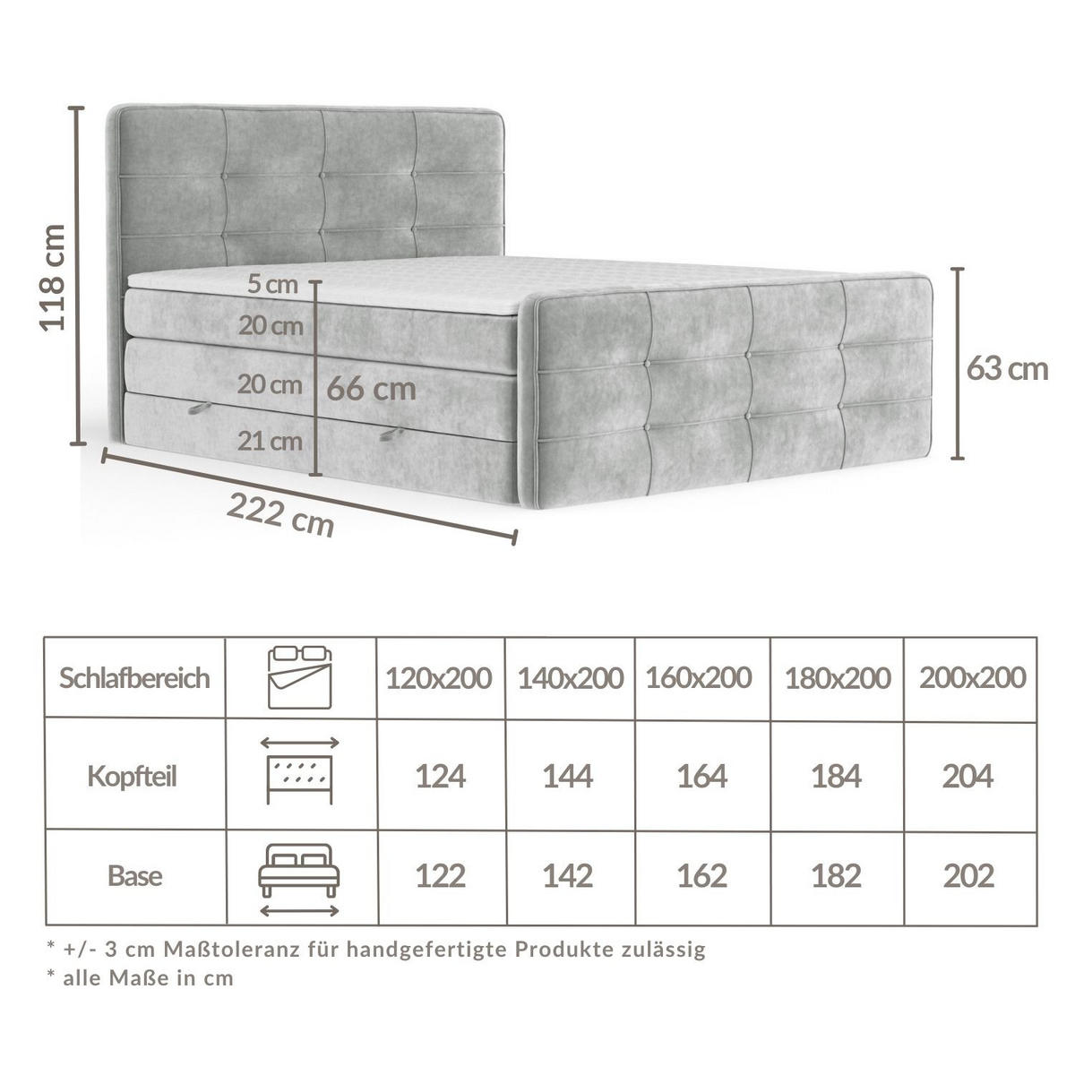 BOXSPRINGBETT Semplice Braun 180/200 cm - Schwarz/Braun, Holz/Holzwerkstoff (180/200cm) - Maison de Reve