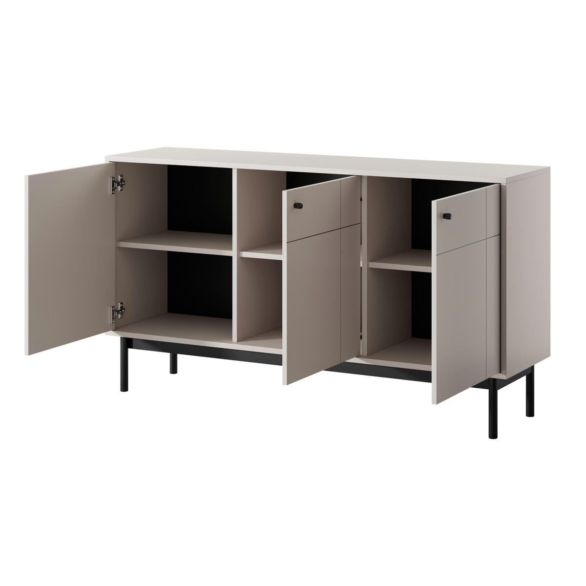 SIDEBOARD DIEPPE KOM2-3D Fräste Fronten, Kaschmir - Kaschmir, Holz/Holzwerkstoff (154/83/39cm) - Komodee