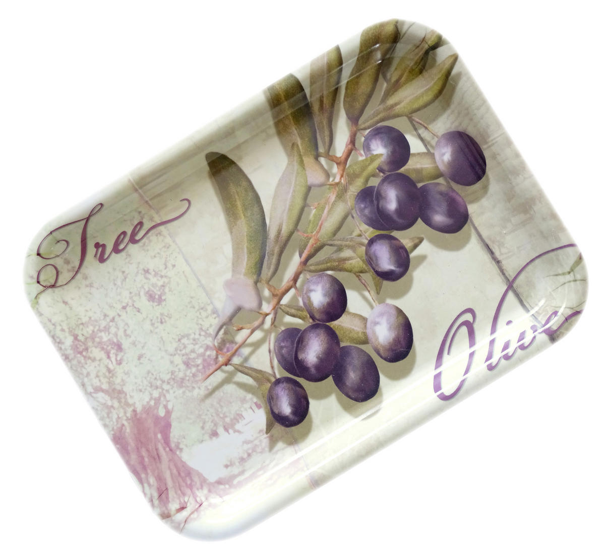 TABLETT Olivenbaum, rechteckige Melamin Serviertablett 31x23 cm - Grün, Kunststoff (23/2/31cm) - Lashuma