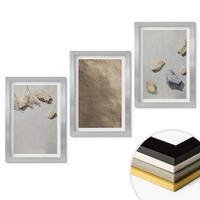 WANDBILDER 3er Set - 20x30 cm Silberner Rahmen - Steine Strand natürliche Strukturen - Silberfarben, Kunststoff (20/30cm) - ArtPrintCave
