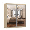 SCHWEBETÜRENSCHRANK Multi 20 Sonoma/Weiß Spiegel mit LED-Beleuchtung 200cm - Alufarben/Weiß, Glas/Holz (203/218/61cm) - imoebel24