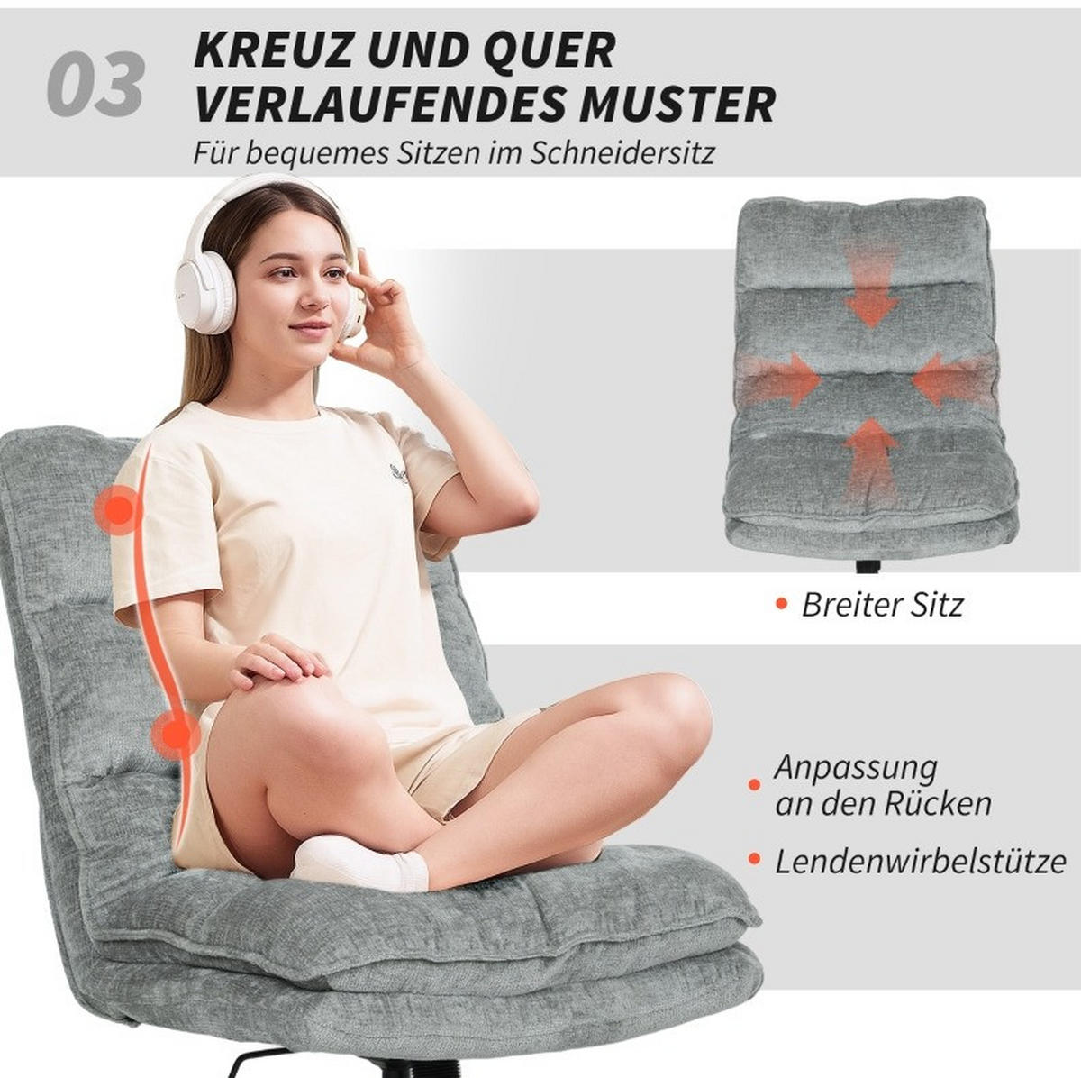 BÜROSTUHL in Grau 63,5x81x102 cm, drehbar und höhenverstellbar, mit Kippfunktion - Grau, Textil (81/102/63.5cm) - IVMEU