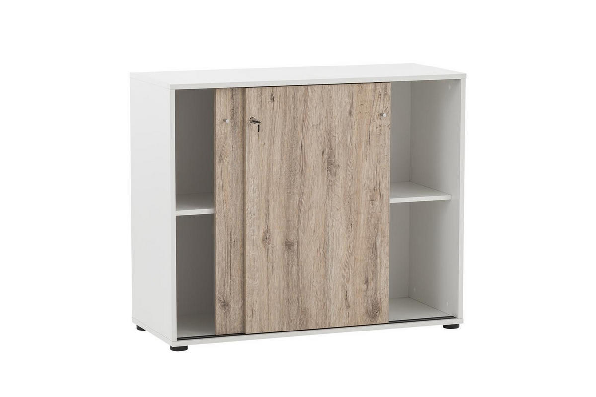 AKTENSCHRANK Pigeon Large 83,6x100x41 cm Weiß/Eiche - Weiß, Holz (100/83.6/41cm) - PROREGAL