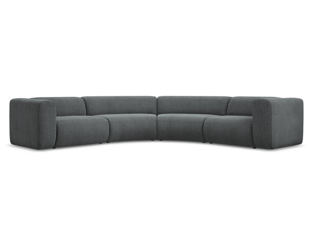 ECKSOFA Chenille Stoff Grau - Schwarz/Graphitfarben, Kunststoff/Textil (318/318cm) - Makamii