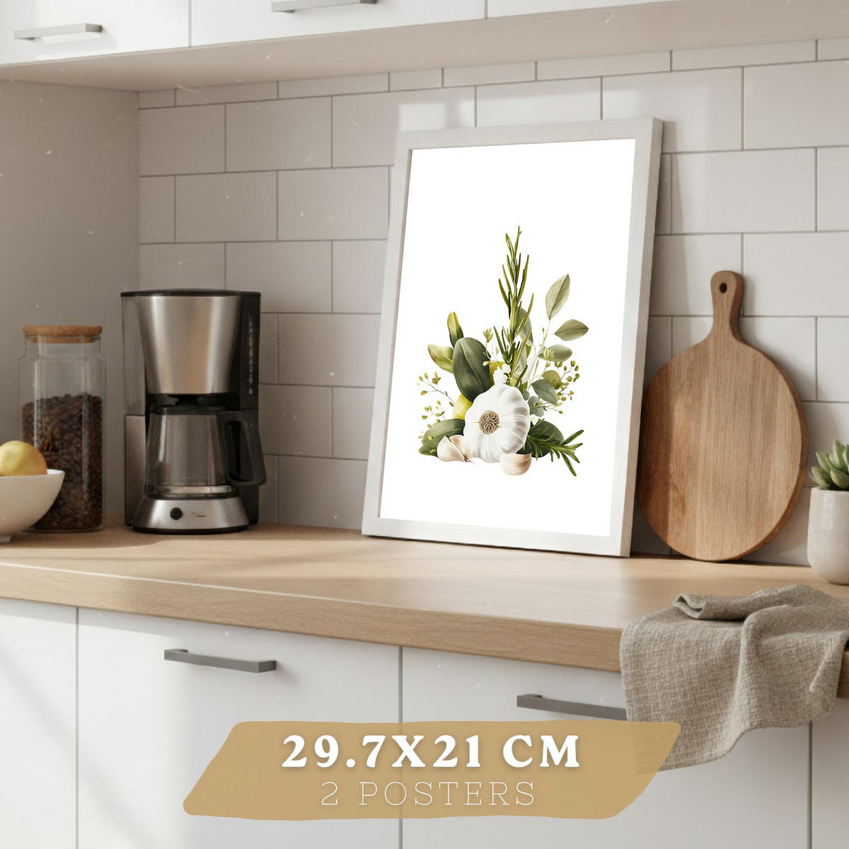 PLAKAT Sada 4 Středomoří A4 Bílý rám - bílá, papír (29.7/1/21cm) - Nacnic