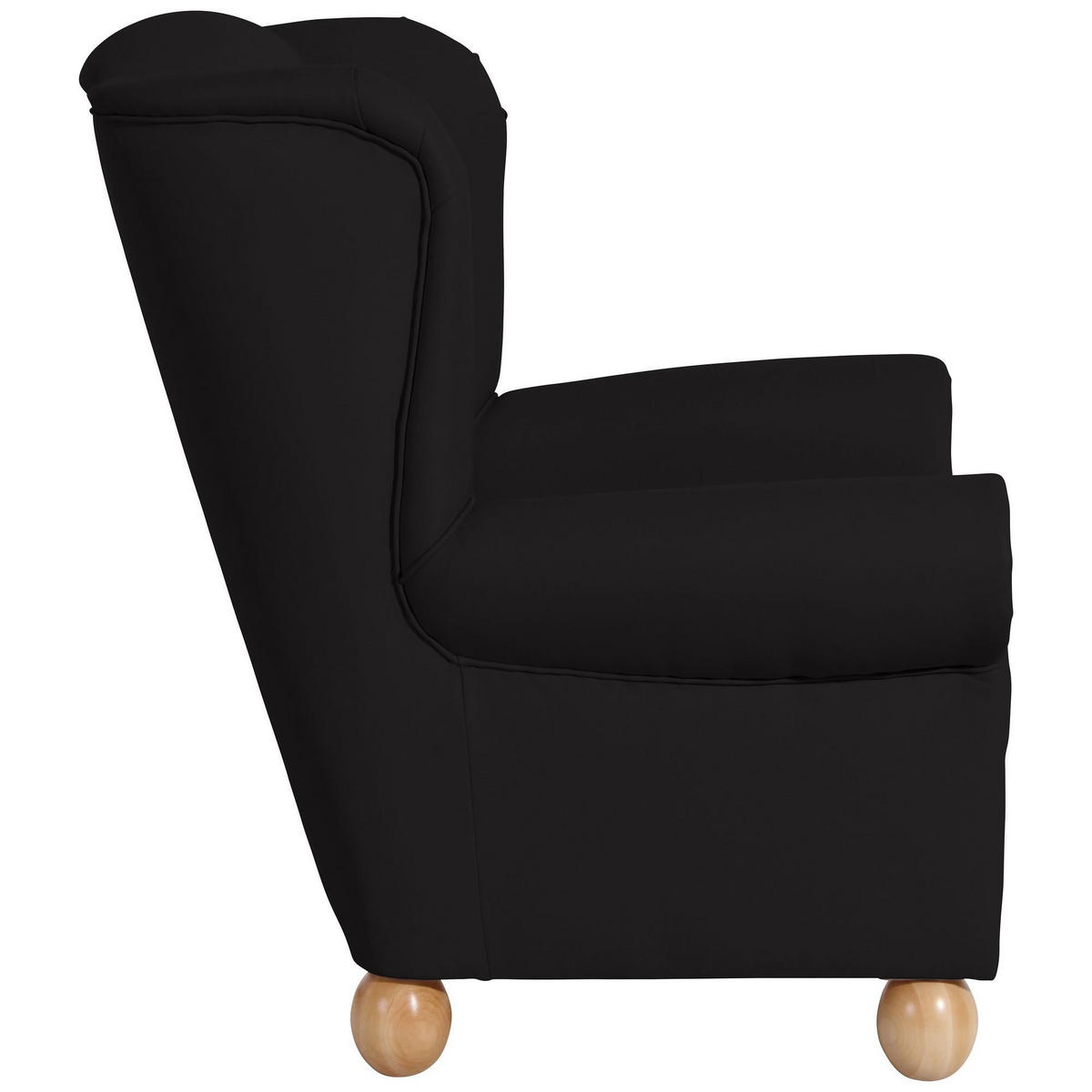 OHRENBACKENSESSEL Kasha Bezug Kunstleder Buche natur / schwarz - Buchefarben/Schwarz, Kunststoff (93/103/87cm) - 58aufmkessel