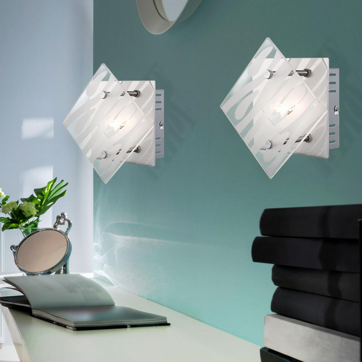 WANDLEUCHTE CARAT Chrom Silber - Silberfarben, Glas (17/7.8/17cm) - Globo Lighting