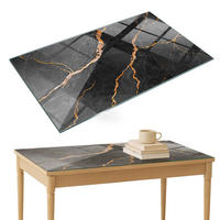 TISCHPLATTE 120x80 cm Marmormuster mit Adern - Rotbraun/Schwarz, Glas (0.4/120/80cm) - TULUP