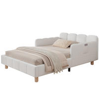 KINDERBETT 90/200 cm in Beige Stoff mit Rausfallschutz und Taschen - Beige, Holzwerkstoff/Textil (90/200cm) - WISHDOR