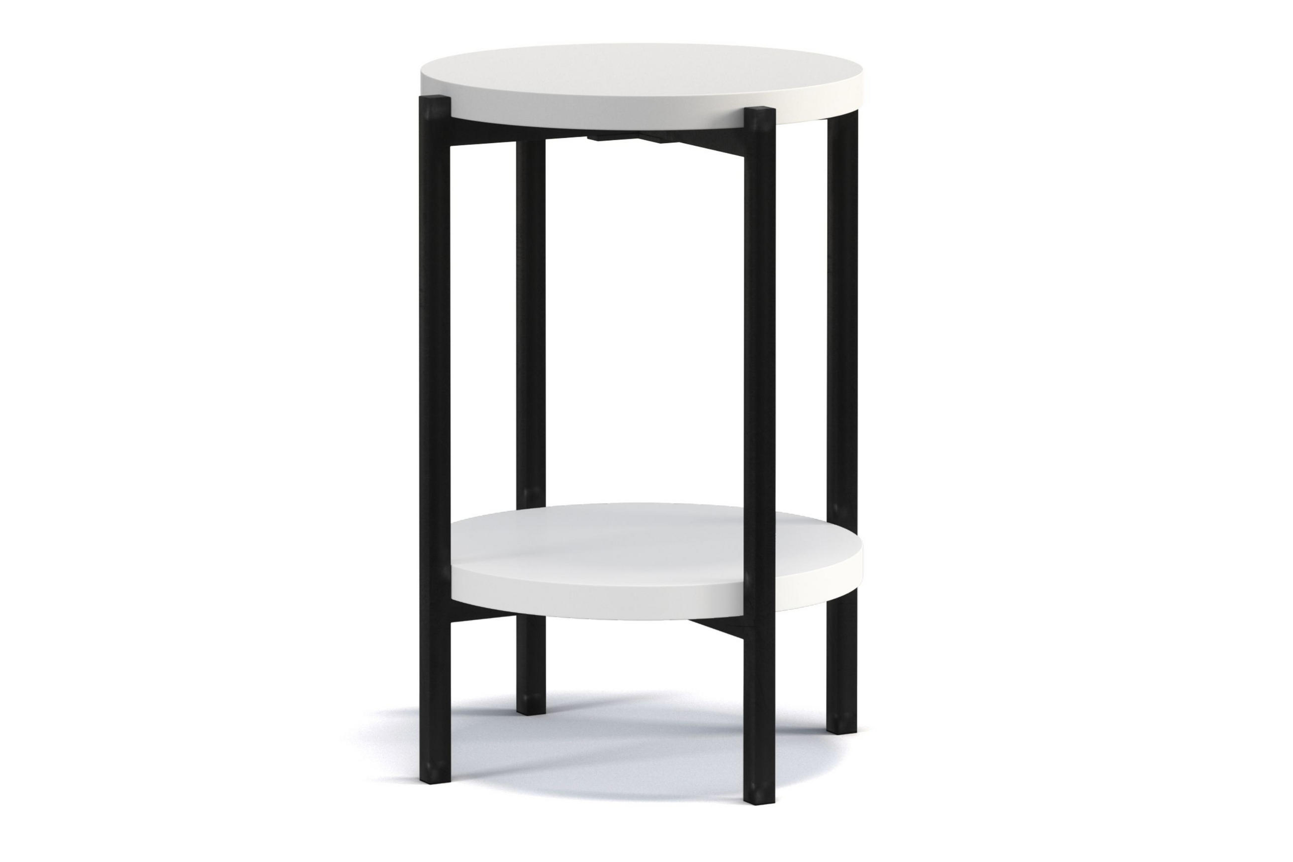COUCHTISCH GERIS mit Ablageboden, Spanplatte, Weiß - Schwarz/Weiß, Holz/Metall (45/45/61cm) - KONSIMO®