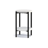 COUCHTISCH GERIS mit Ablageboden, Spanplatte, Weiß - Schwarz/Weiß, Holz/Metall (45/45/61cm) - KONSIMO®
