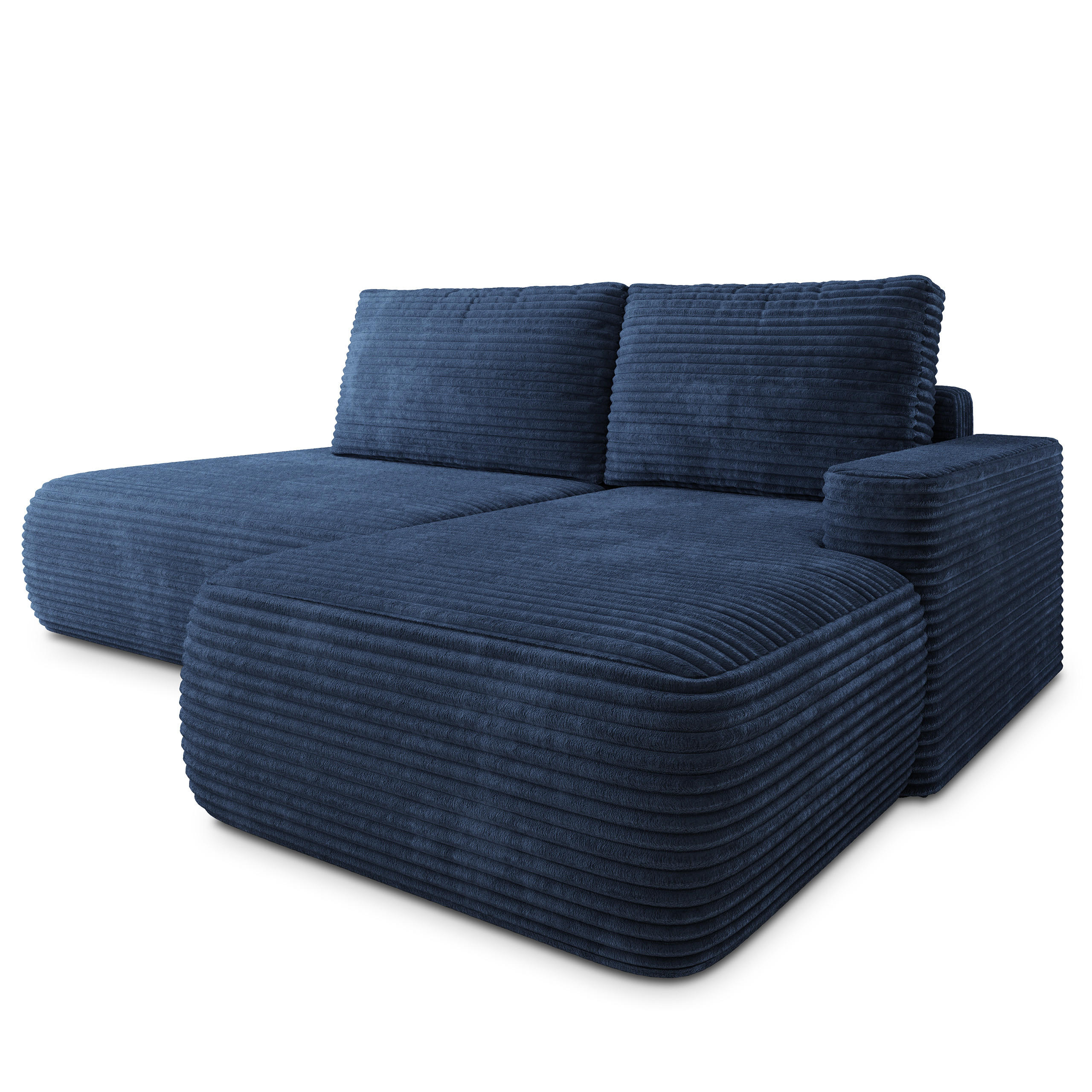 ECKSOFA AVINI T R-S Blau Kordstoff mit Schlaffunktion - Blau, Holzwerkstoff/Textil (277/160cm) - MASSENO