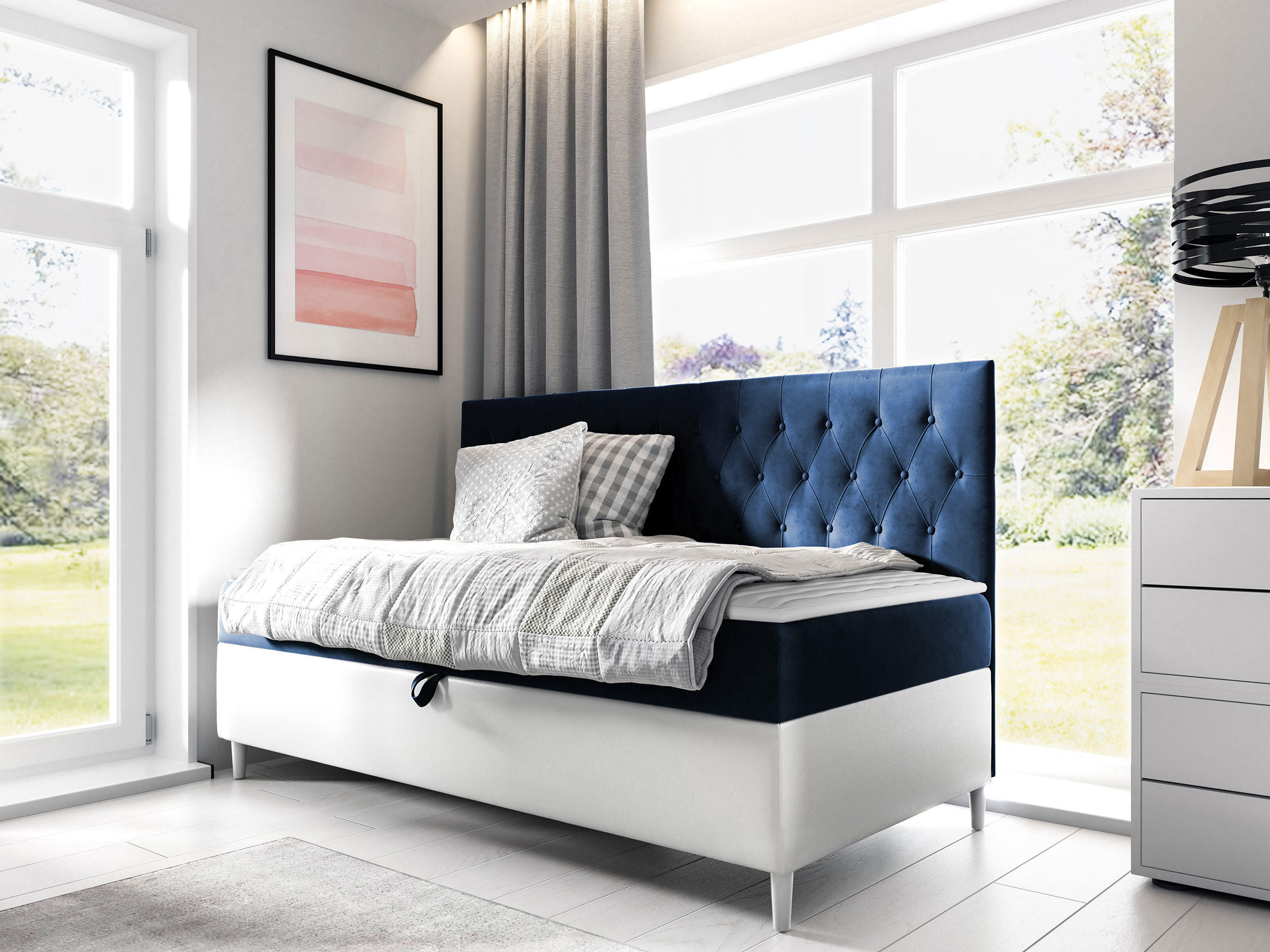 BOXBETT Filip Junior 2 - Blau/Weiß, Holz (90/200cm) - MIRJAN24