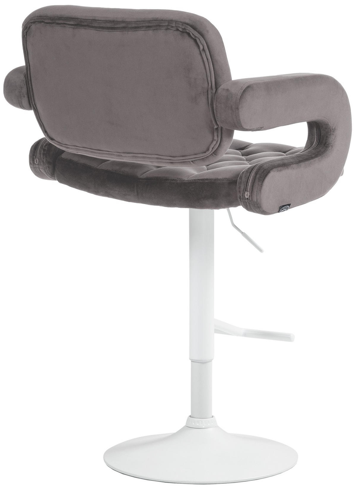 BARHOCKER Samt grau - Weiß/Grau, Textil (62/103/55cm) - CLP