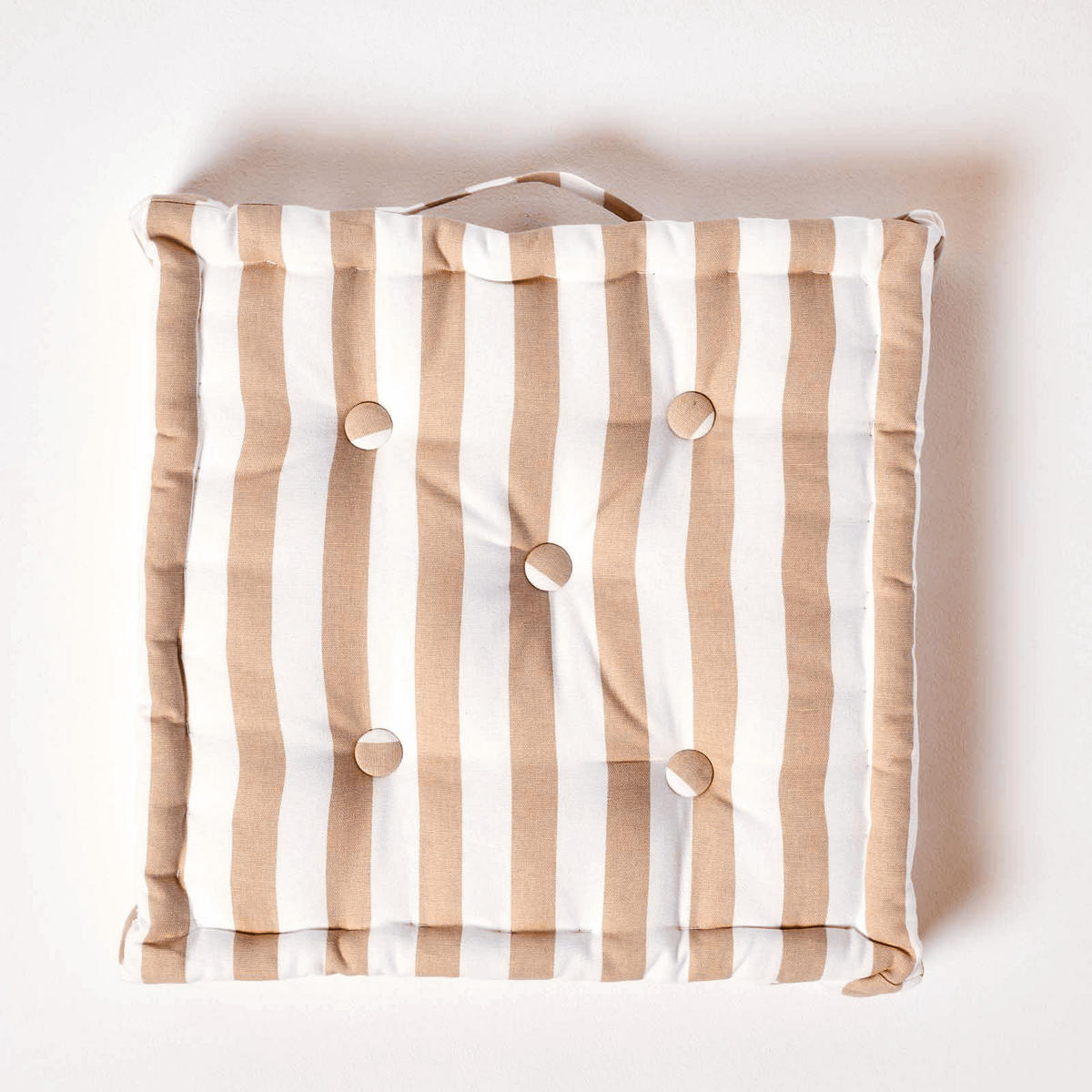 SITZKISSEN beige-weiß gestreift 50/50/10 cm - Beige, Textil (50/50/10cm) - Homescapes
