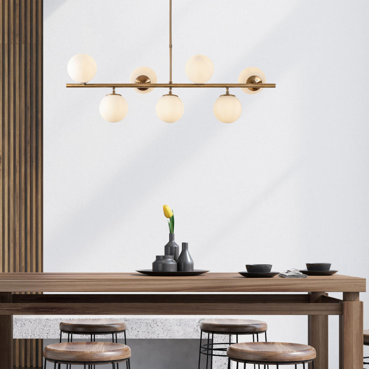 HÄNGELEUCHTE victoire farbe gold 40w 7 glühbirnen - Goldfarben, Metall (113/25/46cm) - Concept Usine