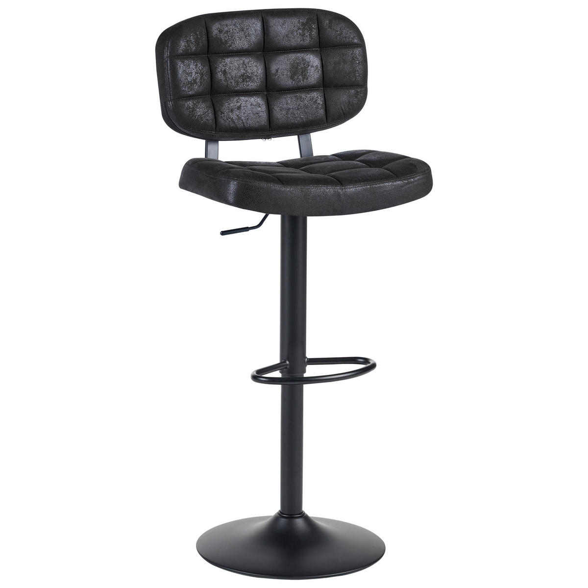 BARHOCKER 2er-Set Kunstwildleder drehbar Schwarz Tilton - Schwarz, Textil (49/96/42cm) - Beliani