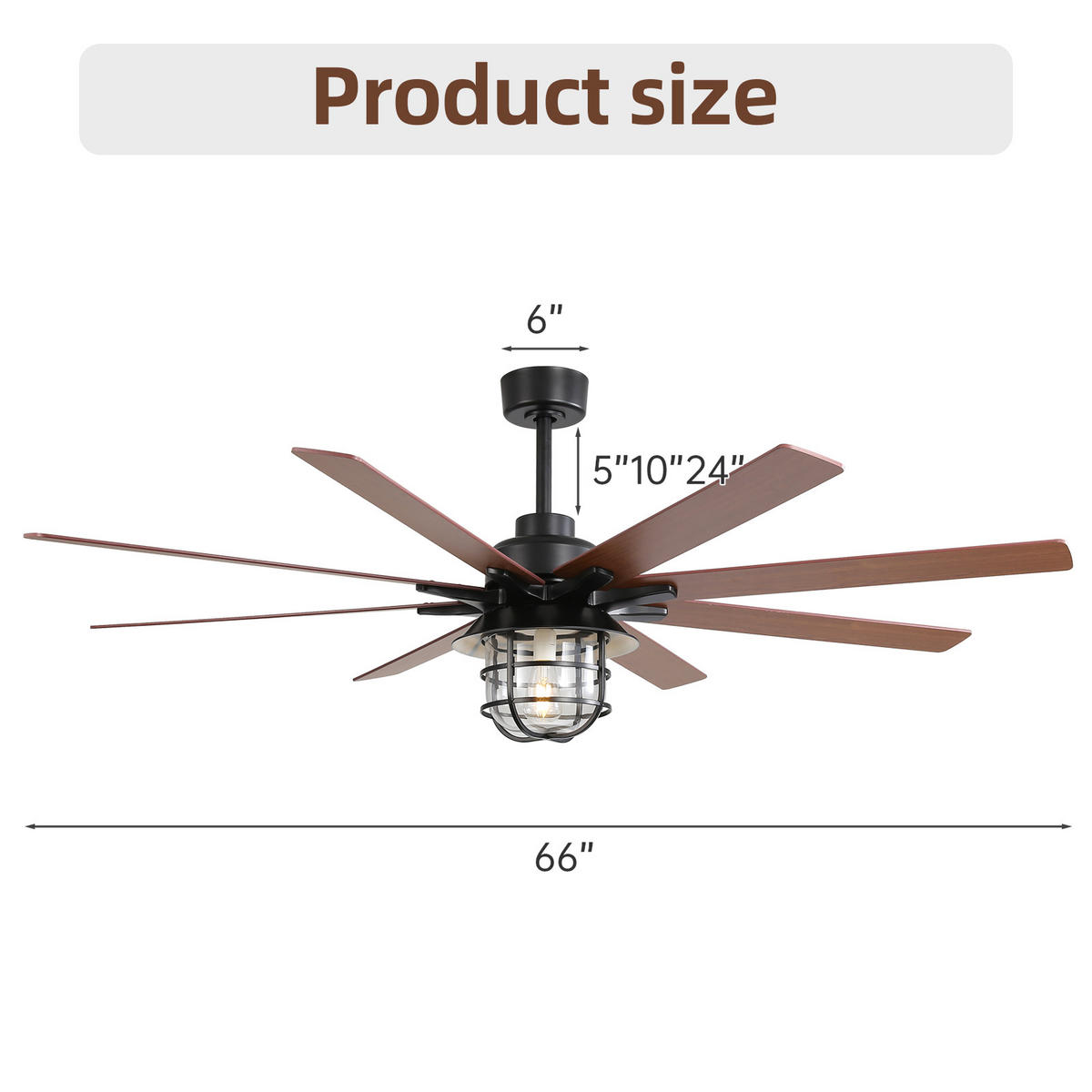 DECKENVENTILATOR DE-16281 66 Zoll Industrie mit E27-Lampe - Schwarz, Holzwerkstoff (168/168/30.8cm) - ComfortXL