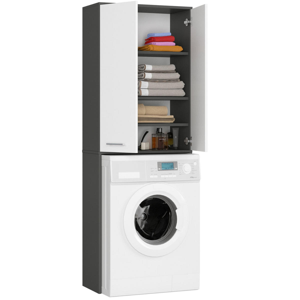 BADKOMMODE Graphit Grau, Weiß 180/64/30 - Graphitfarben/Weiß, Holzwerkstoff (64/180/30cm) - RAUMHIRSCH FURNITURE