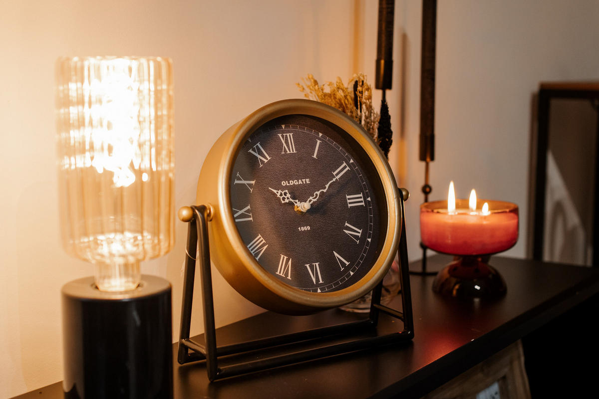 TISCHUHR Luca 27/5,2/26,5 cm - Schwarz, Metall (5.2/26.5/27cm) - Atmosphera Createur d´interieur
