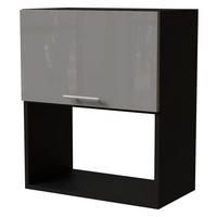 MIKROWELLENUMBAUSCHRANK Essen W2MK/60 Grau Hochglanz / Schwarz Matt 60 / 32,5 / 72cm - Schwarz/Grau, Holz/Holzwerkstoff (60/32.5/72cm) - Feldmann-Wohnen