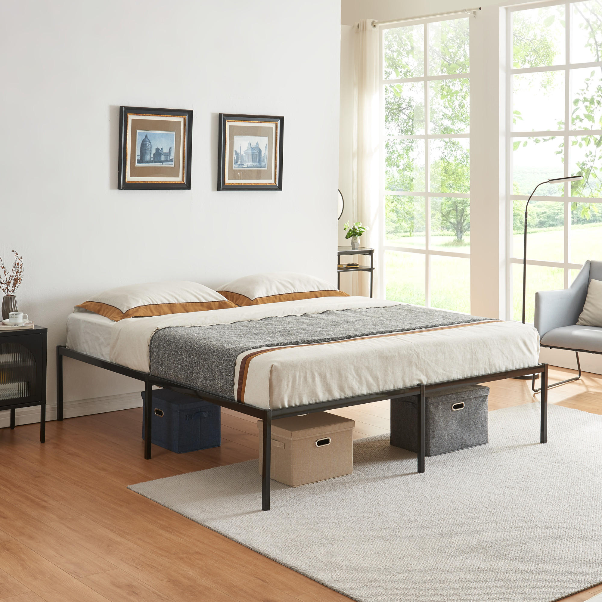 METALLBETT Vårdö - Schwarz, Metall (160/200cm) - [en.casa]