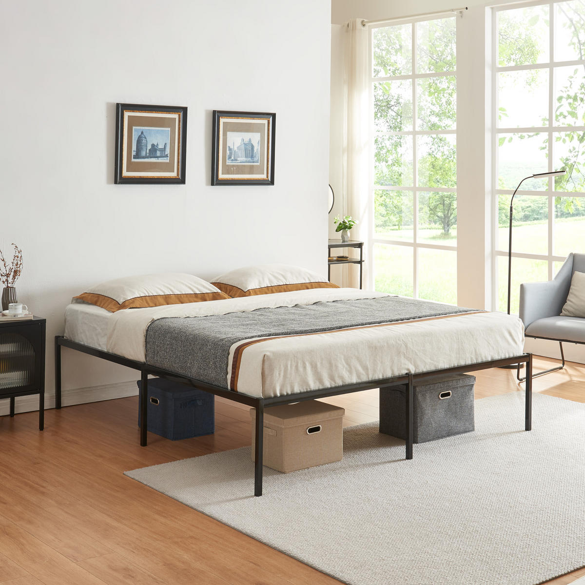 METALLBETT Vårdö - Schwarz, Metall (180/200cm) - [en.casa]