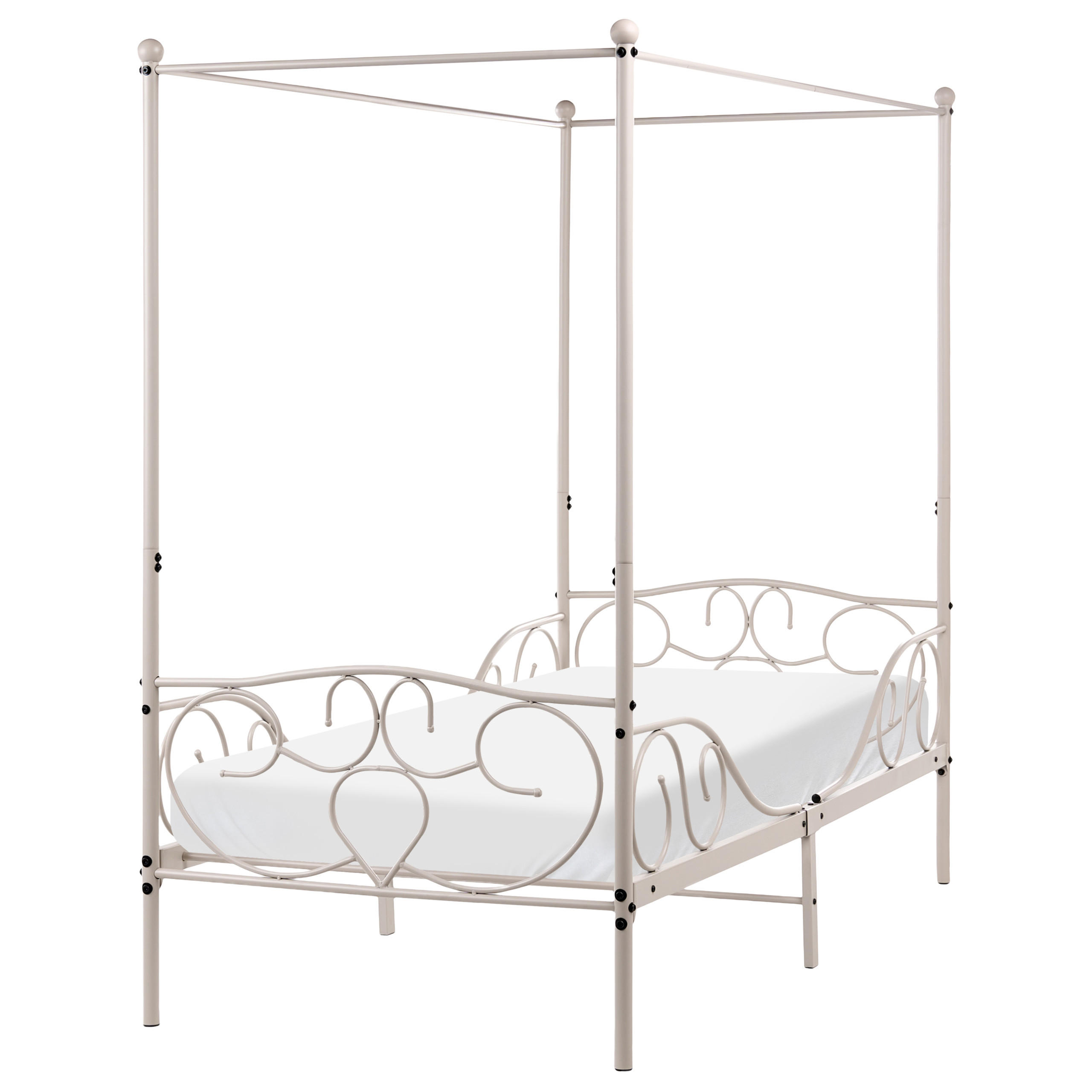 PAT CU BALDACHIN metal 90/200 cm bej deschis Sormery - bej, metal (90/200cm) - Beliani
