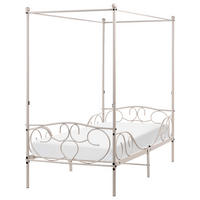 NEBESOVÁ POSTEL Kov 90/200 cm Světle béžová Sormery - béžová, kov (90/200cm) - Beliani
