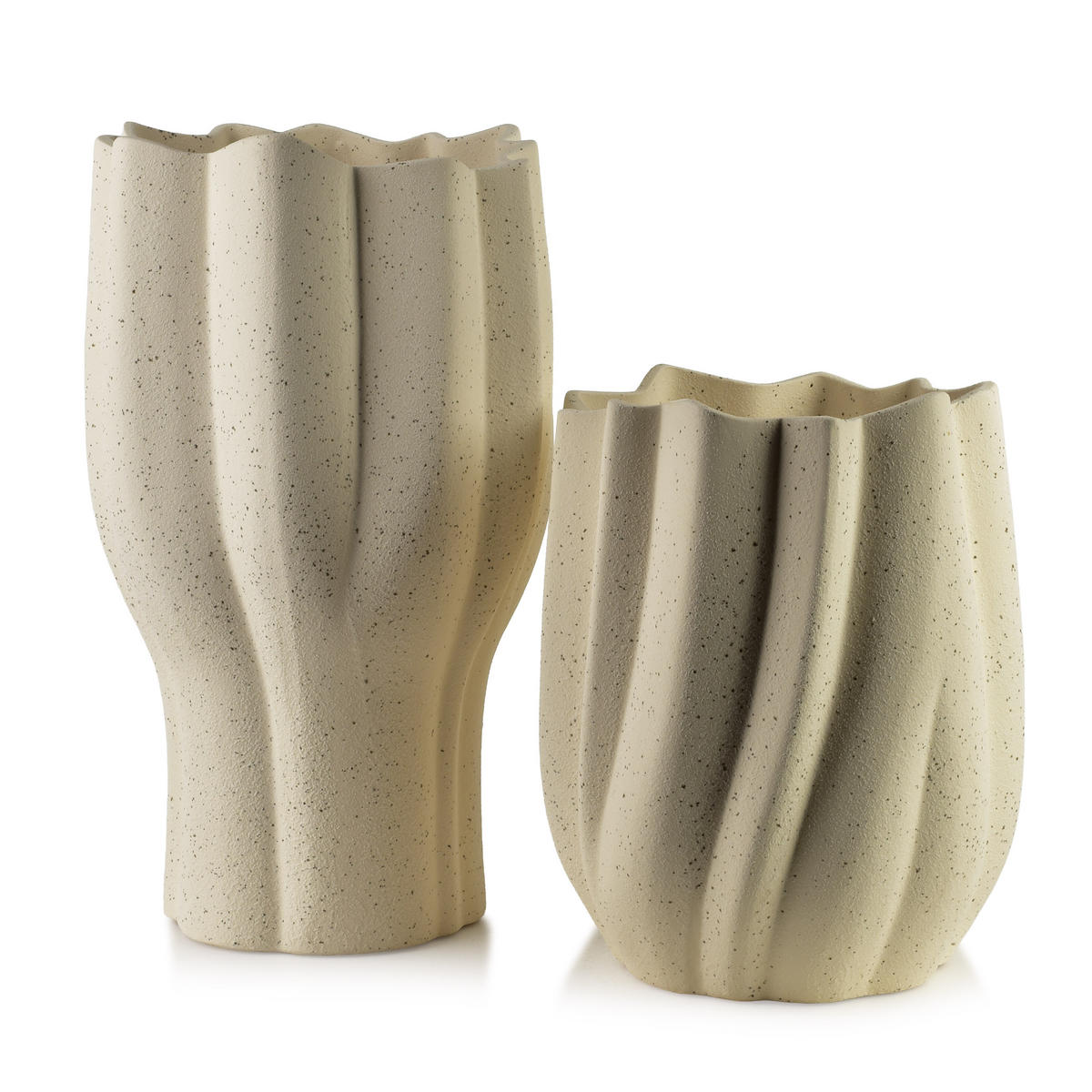 VASE Manon 17/24cm Polyresin - Beige, Kunststoff (24cm) - Mondex