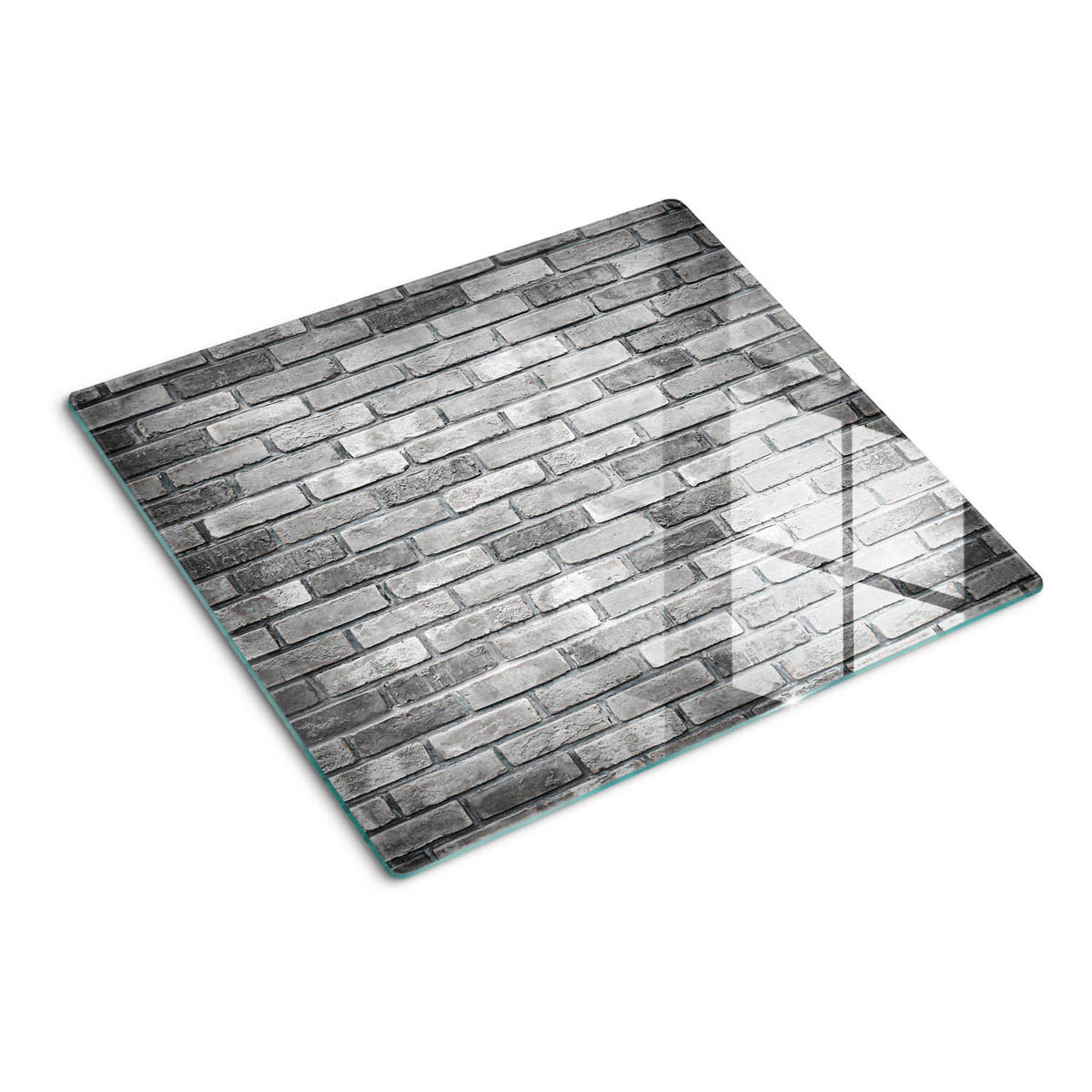 GLASPLATTE 60x52 cm Ziegelmauer - Grau, Glas (60/0.4/52cm) - TULUP