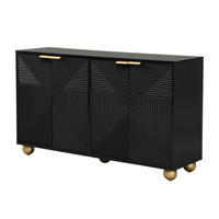 SIDEBOARD mit gravierten Türen und Golddekorelementen schwarz 120×35×71,5 cm aus MDF - Schwarz, Holzwerkstoff (120/71.5/35cm) - Luhomfu