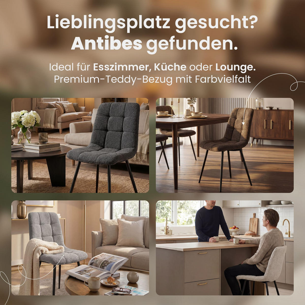 ESSZIMMERSTUHL Stoff Braun - Schwarz/Braun, Textil/Metall (45/84/55cm) - CLP