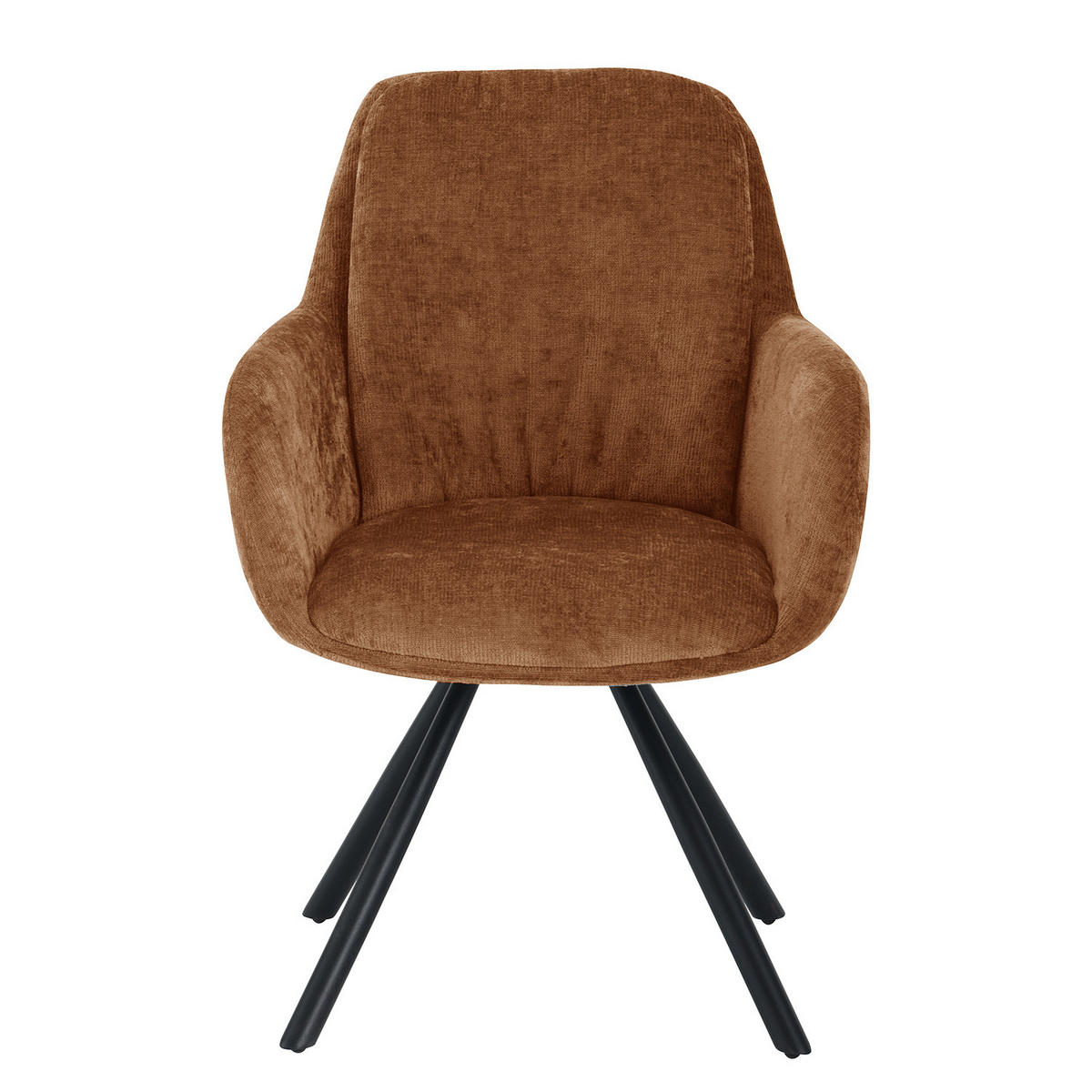 ARMLEHNENSTUHL - Chenille / Eisen - Rostfarben/Schwarz, Textil/Metall (60/87/64cm) - home24