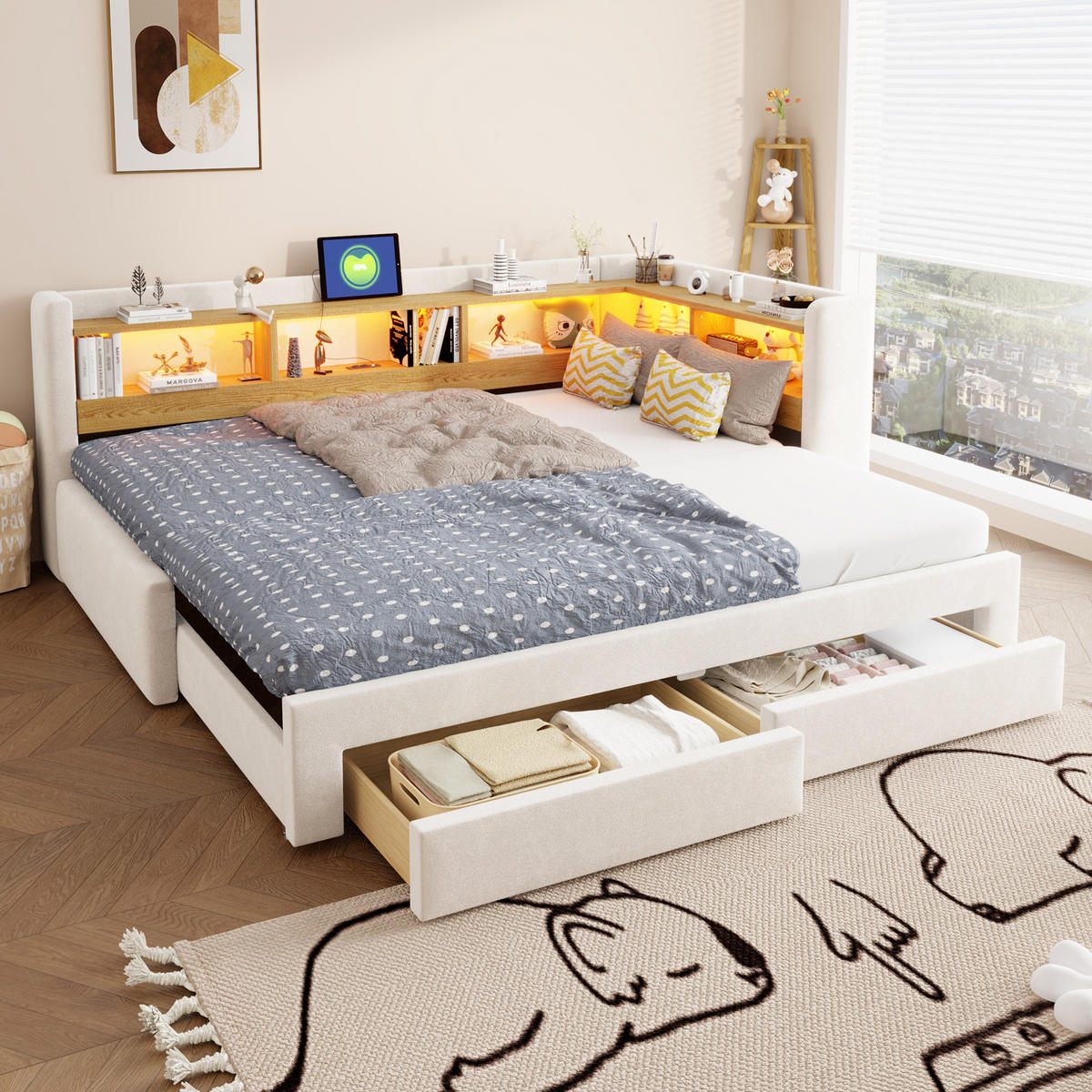 AUSZIEHBETT 90/180/200 cm, DE-41720, in Beige - Beige, Metall (90/200cm) - ComfortXL