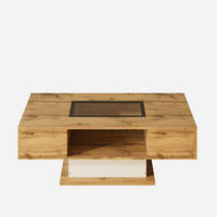 COUCHTISCH Eichefarben/Weiß 110,2/60/39,7 cm mit LED - Naturfarben, Holzwerkstoff (60/110.2/39.7cm) - PANGIVO