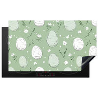 HERDABDECKPLATTE Grün - Eier - Muster Induktionsschutz 91.2x52 cm - Waldgrün, Kunststoff (91.2/52/0.2cm) - MuchoWow