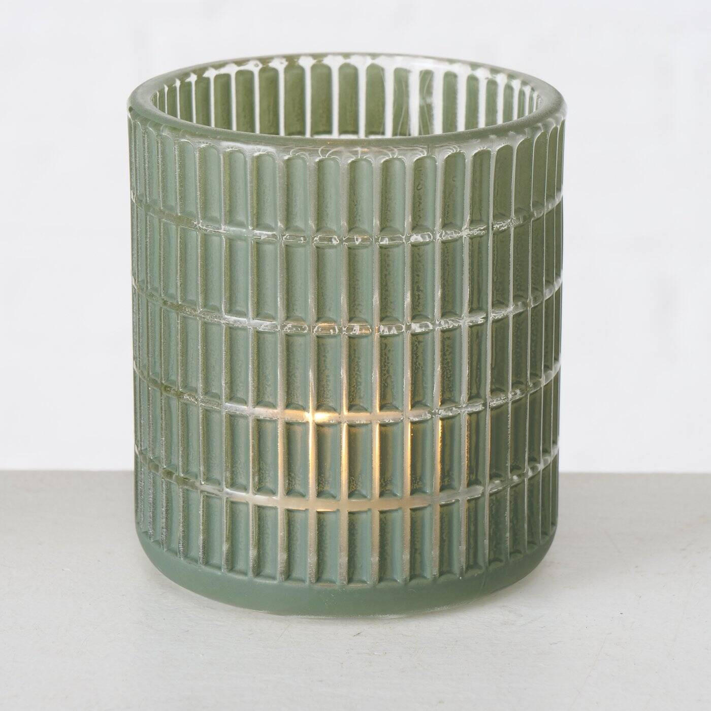 KERZENHALTER Dustin Mosaik Ø 8 cm - Grün, Glas (8/9/8cm) - Boltze Home