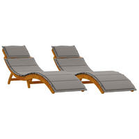 SONNENLIEGE Mit Kissen 2 Pcs Grau Massivholz Akazie - Grau, Holz (184/64/55cm) - vidaXL